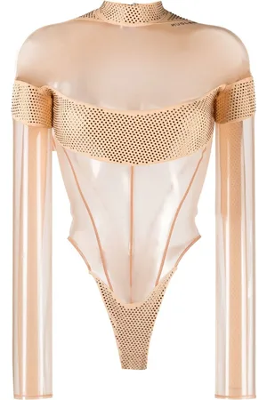 MUGLER Body med logoplade og gennemsigtige paneler