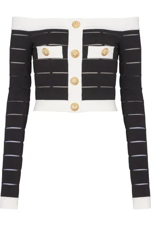 Balmain Strikket top med off-shoulder-snit