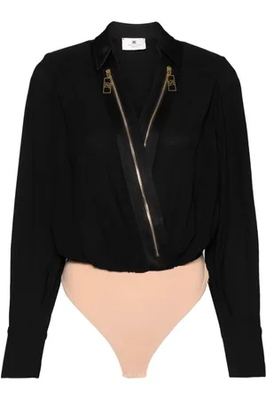 Elisabetta Franchi Georgette-bodysuit med logolynlås