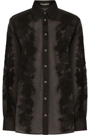 Dolce & Gabbana Skjorte i silkeblanding med blondeapplikation