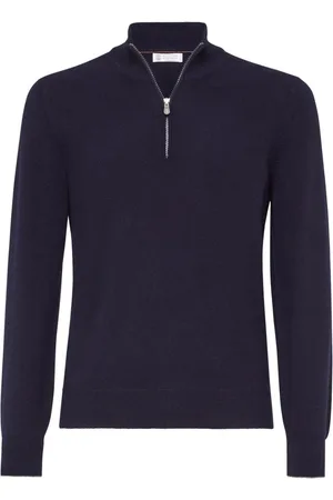 Brunello Cucinelli Kashmir-sweater med kort lynlås