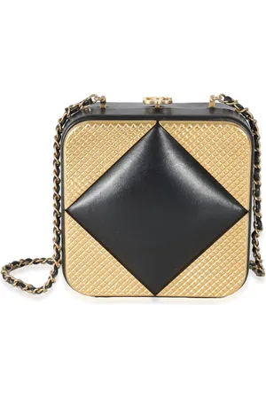 CHANEL 2021-2022 clutch i læder og kæde og metalpaneler