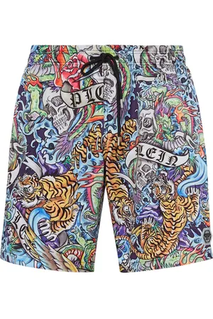 Philipp Plein Badeshorts med tattoo-tryk og snoretræk