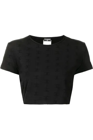 CHANEL 1997 cropped top med CC-logobroderi