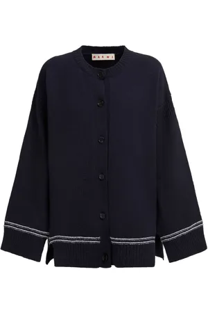 Marni Cardigan i intarsiastrik med logo