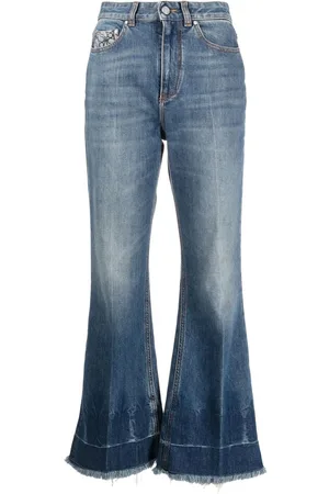 Stella McCartney Cropped jeans med frynset kant