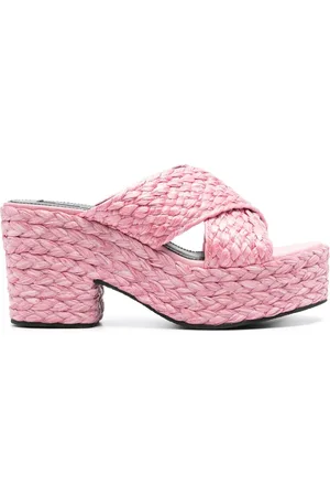 Sergio Rossi Eleanor 85mm mules i vævet bast