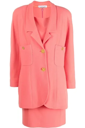 CHANEL Kjole og blazer-sæt med CC-knapper fra 1980