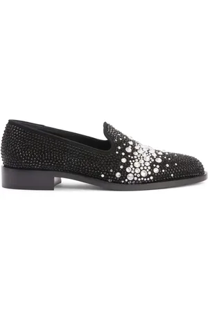 Giuseppe Zanotti Loafers i læder med krystaludsmykninger