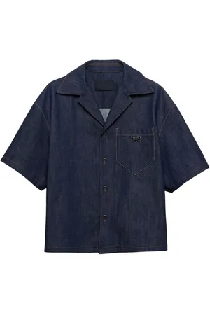 Prada Denimskjorte med trekantet logo og knapper