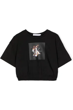 Calvin Klein Cropped T-shirt med krystaltryk