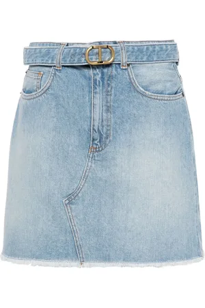 Twin-Set Mininederdel i denim med falmet effekt
