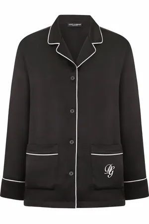 Dolce & Gabbana Pyjamasskjorte i satin med broderet logo
