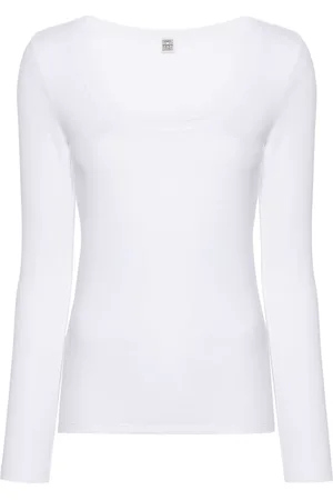 Totême Finribbet T-shirt med rund hals