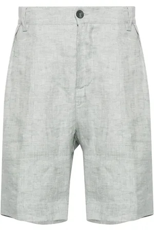 Sease Bermuda-shorts i hør med sildebensmønster