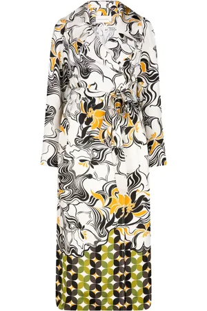 DRIES VAN NOTEN Dobbeltradet frakke med hvirveltryk