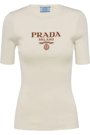 Prada Intarsiastrikket trøje i silke