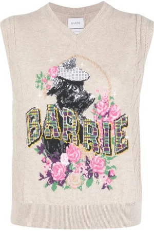 Barrie Intarsia-mønstret tanktop i kashmir