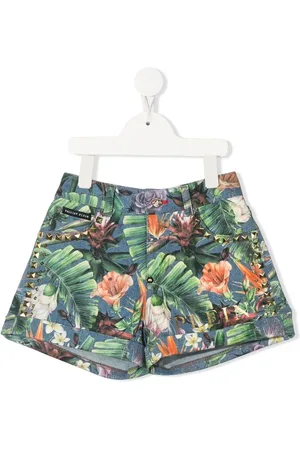 Philipp Plein Shorts med blomstret tryk og nitter