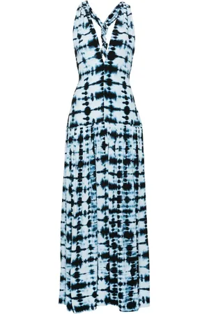 Proenza Schouler Mellemlang Simone kjole med batiktryk