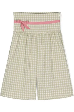 LA STUPENDERIA Gingham-ternede bukser med sløjfedetalje