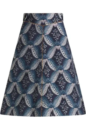 Etro Denimnederdel med blomsterbroderi