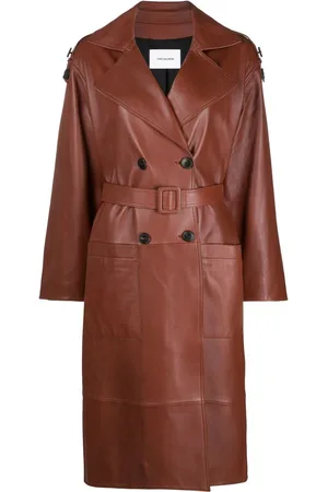 YVES SALOMON Oversize trenchcoat i lammeskind