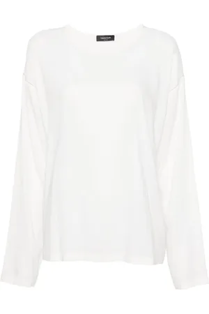 Fabiana Filippi Bluse i crepe med perledekoreret kant