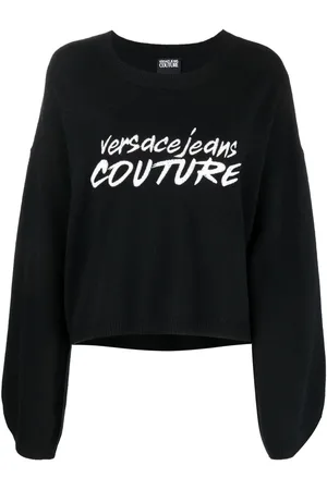 VERSACE Trøje med broderet logo og brede ærmer
