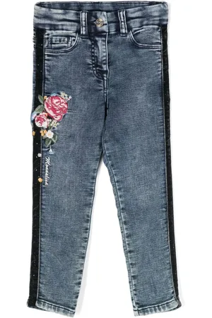 MONNALISA Jeans med blomstret broderi