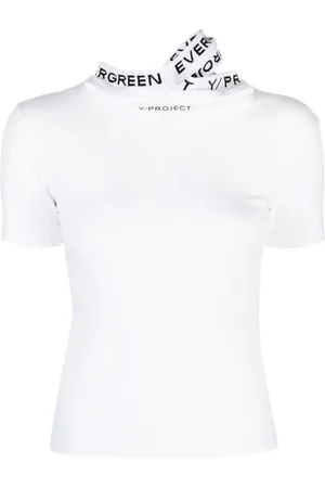 Y / PROJECT T-shirt med jacquard-logo og triple-krave