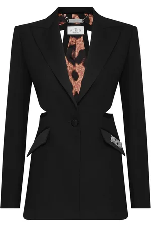 Philipp Plein Blazer med logoplade og udskæringsdetalje