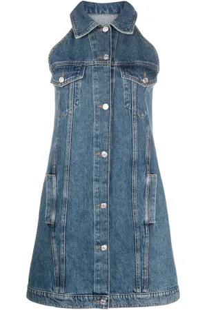 Moschino Kort denimkjole med logomærke