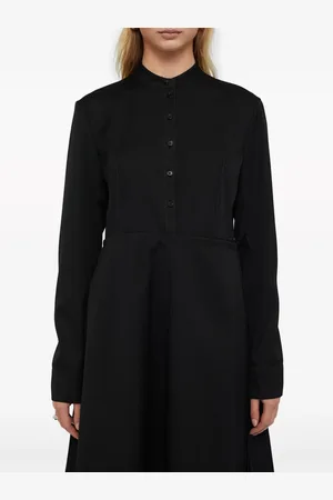 Jil Sander Skjortekjole i jomfruuld med slå om-panel