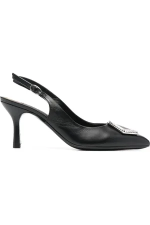 Philipp Plein Slingbacks i læder med sekskantet detalje