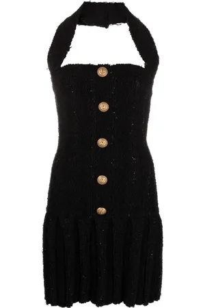 Balmain Kjole i tweed med halterneck