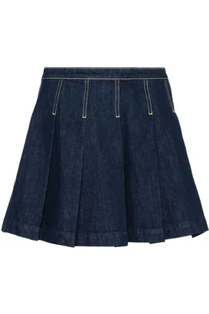 Kenzo Kort plisseret denimnederdel