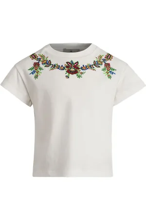 Etro T-shirt med blomsterbroderi