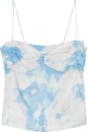 Ganni Top i satin med batiktryk