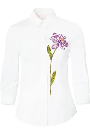 Carolina Herrera Skjorte med blomster-broderi