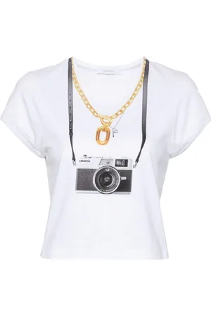 Paco rabanne T-shirt i bomuld med kameratryk