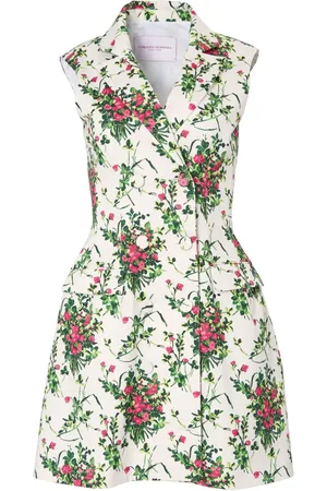 Carolina Herrera Kjole med blomstret tryk og hakrevers
