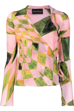 Louisa Ballou Bluse i silkeblanding med grafisk tryk