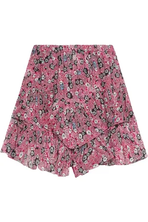 Marant Etoile Jocadia shorts med abstrakt tryk og flæser