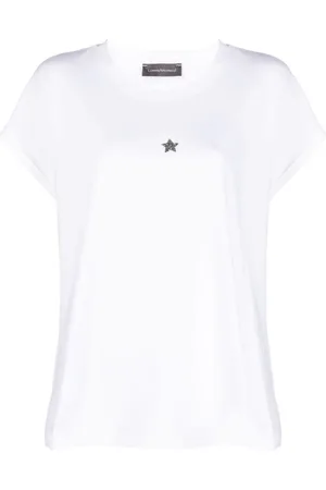 LORENA ANTONIAZZI T-shirt med krystaludsmykninger