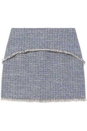 Proenza Schouler Kort nederdel i tweed med frynset kant