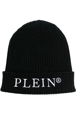 Philipp Plein Ribstrikket hue med broderet logo