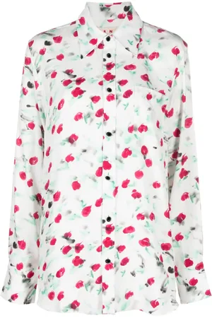Marni Skjorte med blomstret tryk og logoknapper
