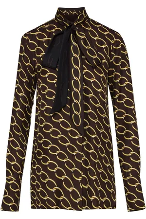 Oscar de la Renta Oscar bluse i silke-twill med kædeled