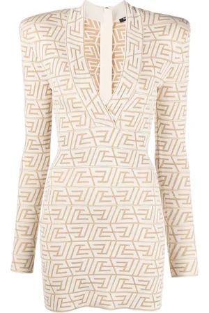 Balmain Kort kjole med monogram-jacquard